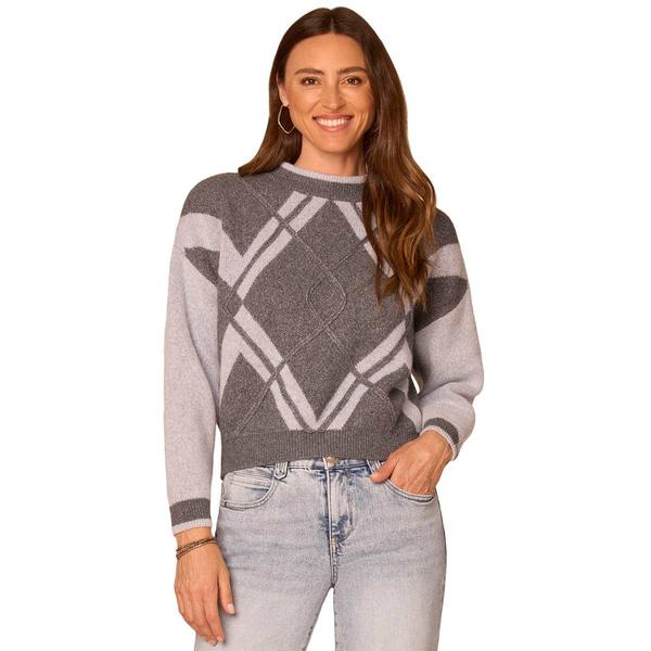 Womens Democracy Long Sleeve Mock Neck Argyle Sweater - image 
