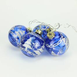 PENN Set of 4 LED Blue Glass Ball Christmas Ornaments