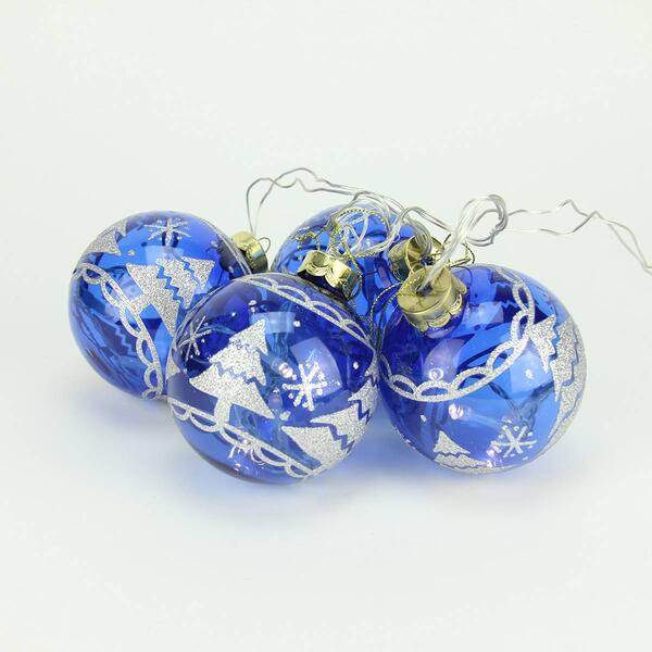 PENN Set of 4 LED Blue Glass Ball Christmas Ornaments - image 