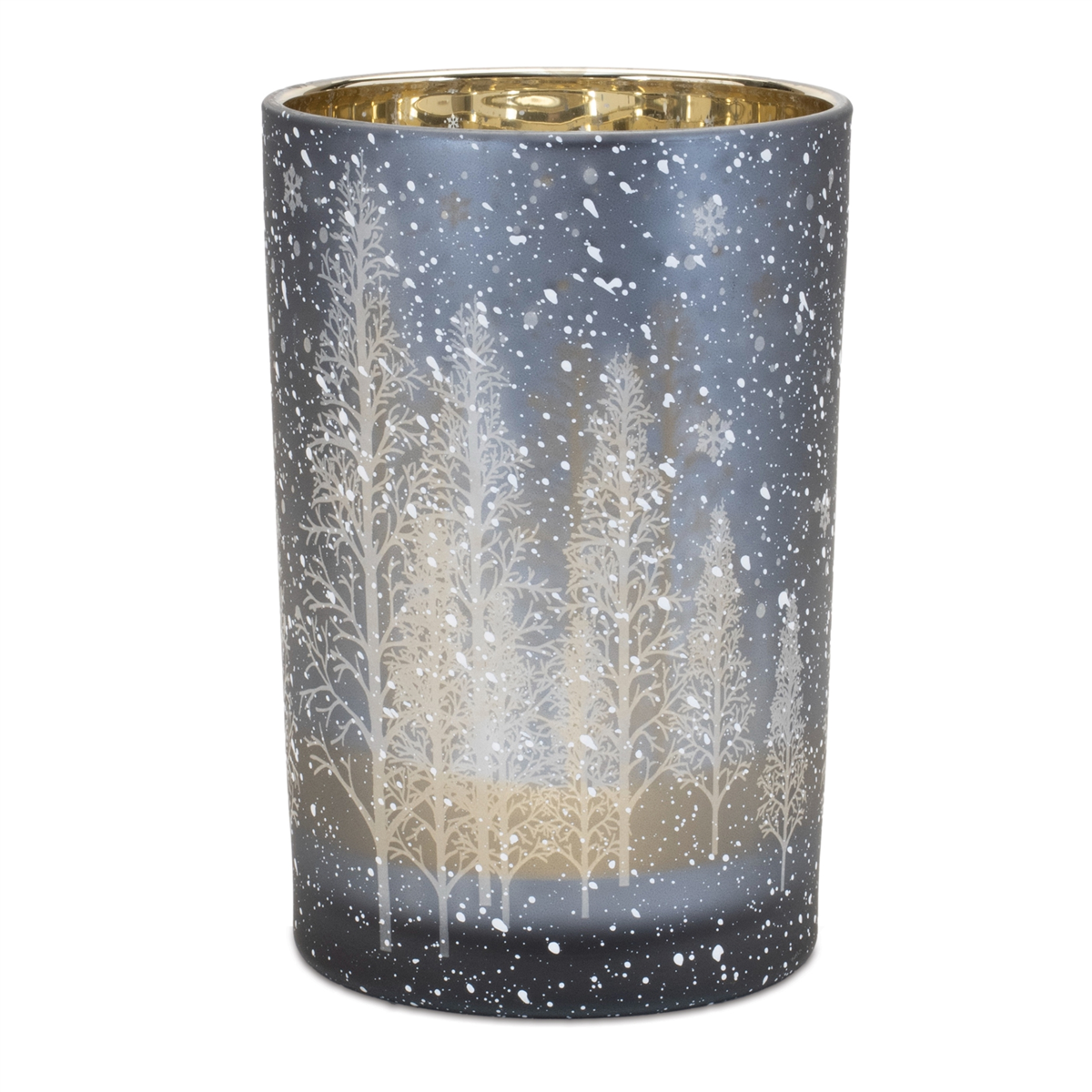Melrose Navy Pine Tree Glass Candle Holder - Set of 2
