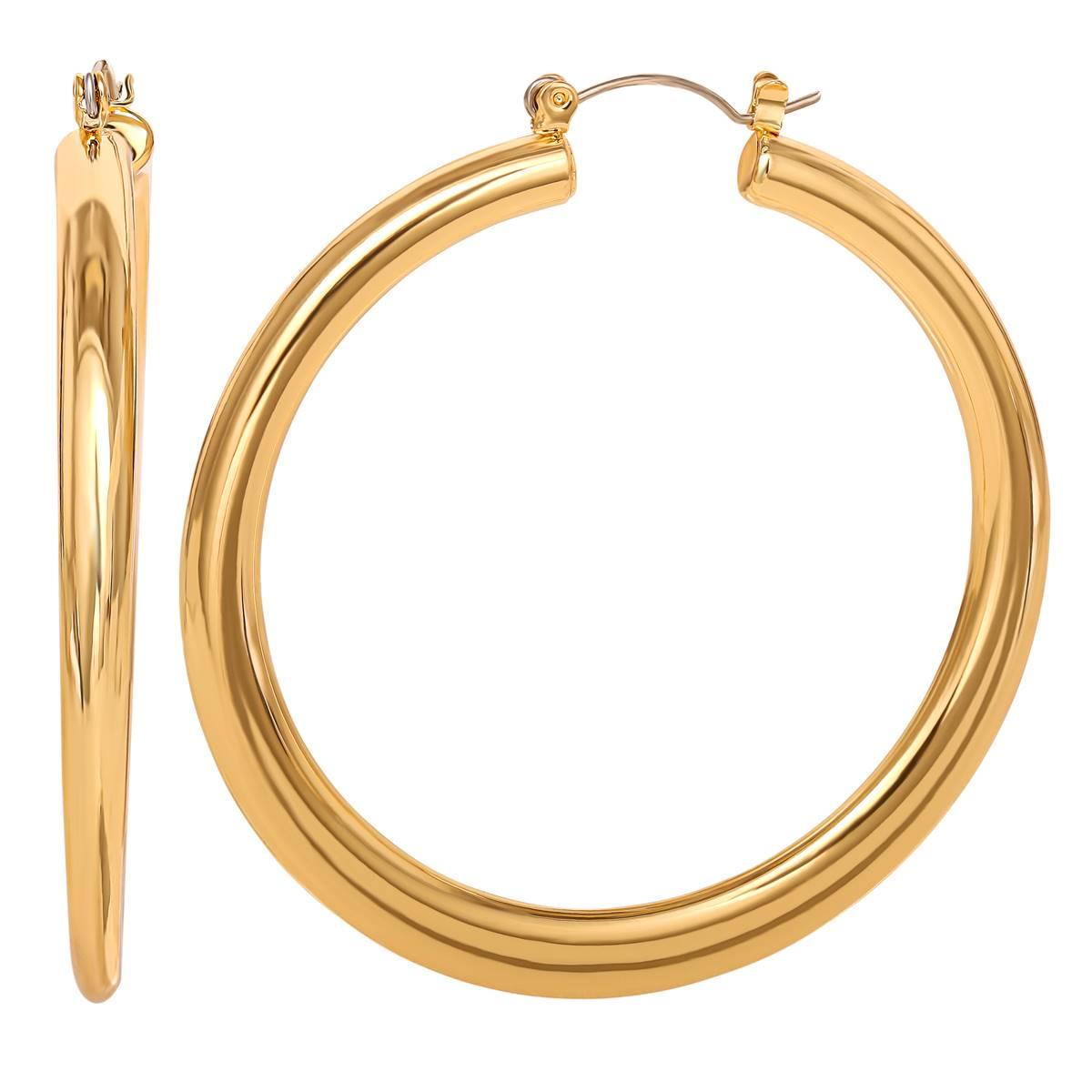 Jessica Simpson Imitation Yellow Gold Plated Hoop Earrings