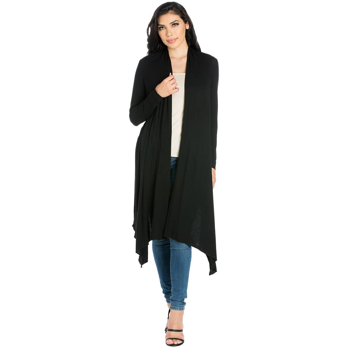 Womens 24/7 Comfort Apparel Extra Long Open Front Cardigan