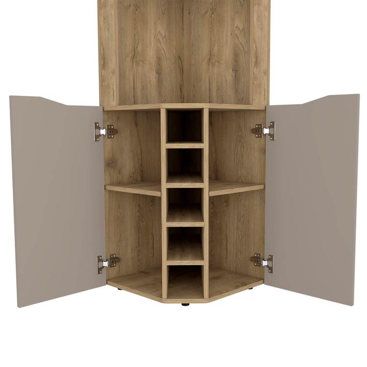 FM FURNITURE Lyla Macadamia Corner Bar Cabinet
