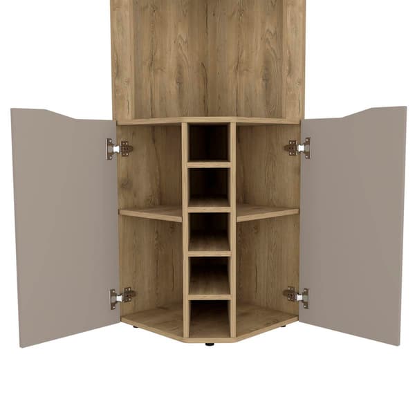 FM FURNITURE Lyla Macadamia Corner Bar Cabinet