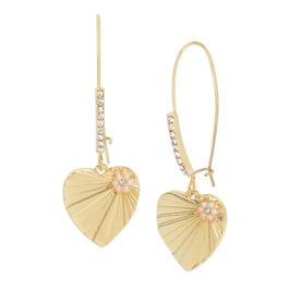 Betsey Johnson Heart w/ Pearl & Gem Cluster Dangle Earrings