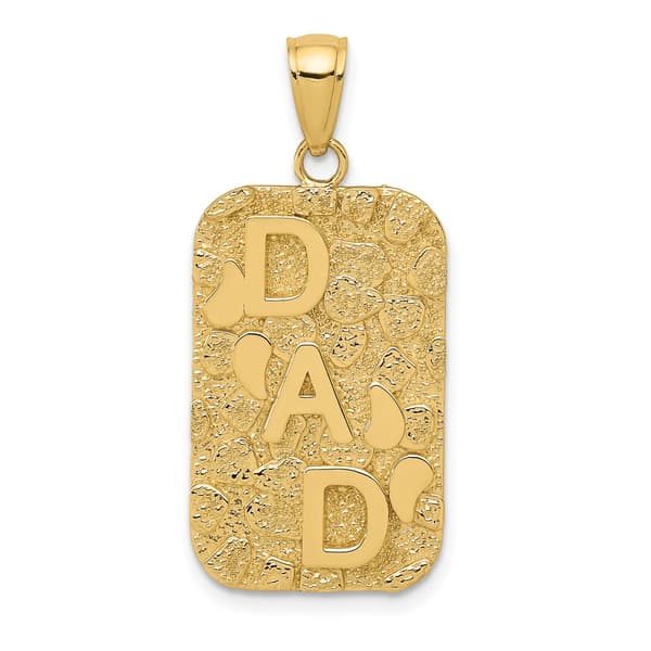 Mens Gold Classics&#40;tm&#41; 14kt. DAD Gold Nugget Dog Tag Pendant - image 