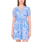 Petite MSK Puff Sleeve Floral Leaf Tie Neck A-Line Dress - image 3