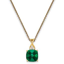 Gemstones Classics(tm) 14kt. Yellow Gold Emerald Diamond Necklace