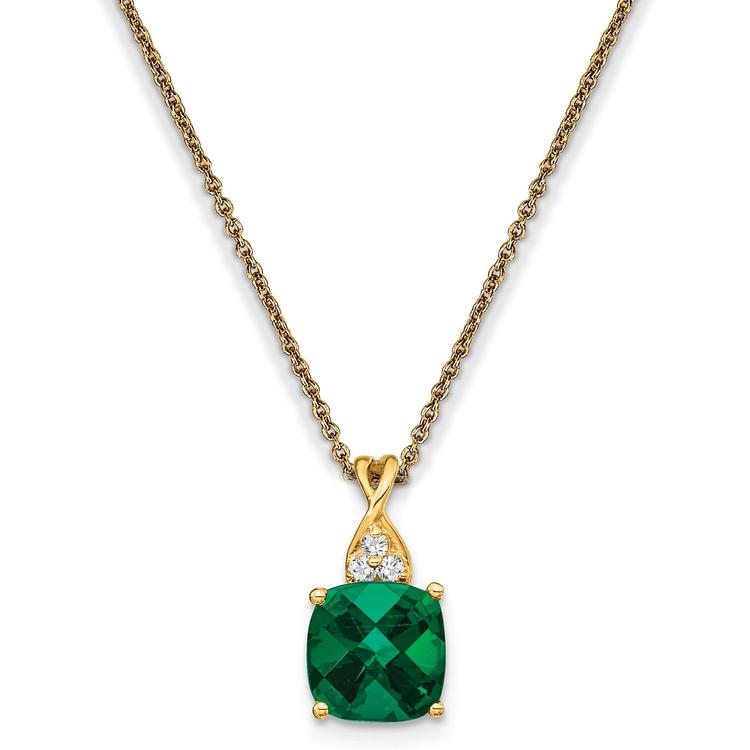Gemstones Classics(tm) 14kt. Yellow Gold Emerald Diamond Necklace
