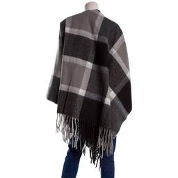 Womens Modena Woven Black & Grey Plaid Ruana
