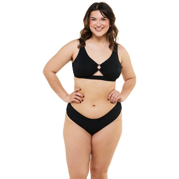 Juniors Plus YMI Solid Bikini Set with Crossover Swim Bottoms