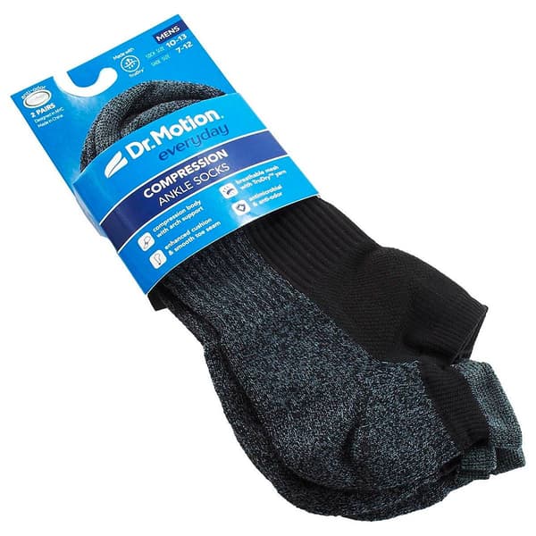 Mens Dr. Motion 2-pack Ankle Compression Socks - Black