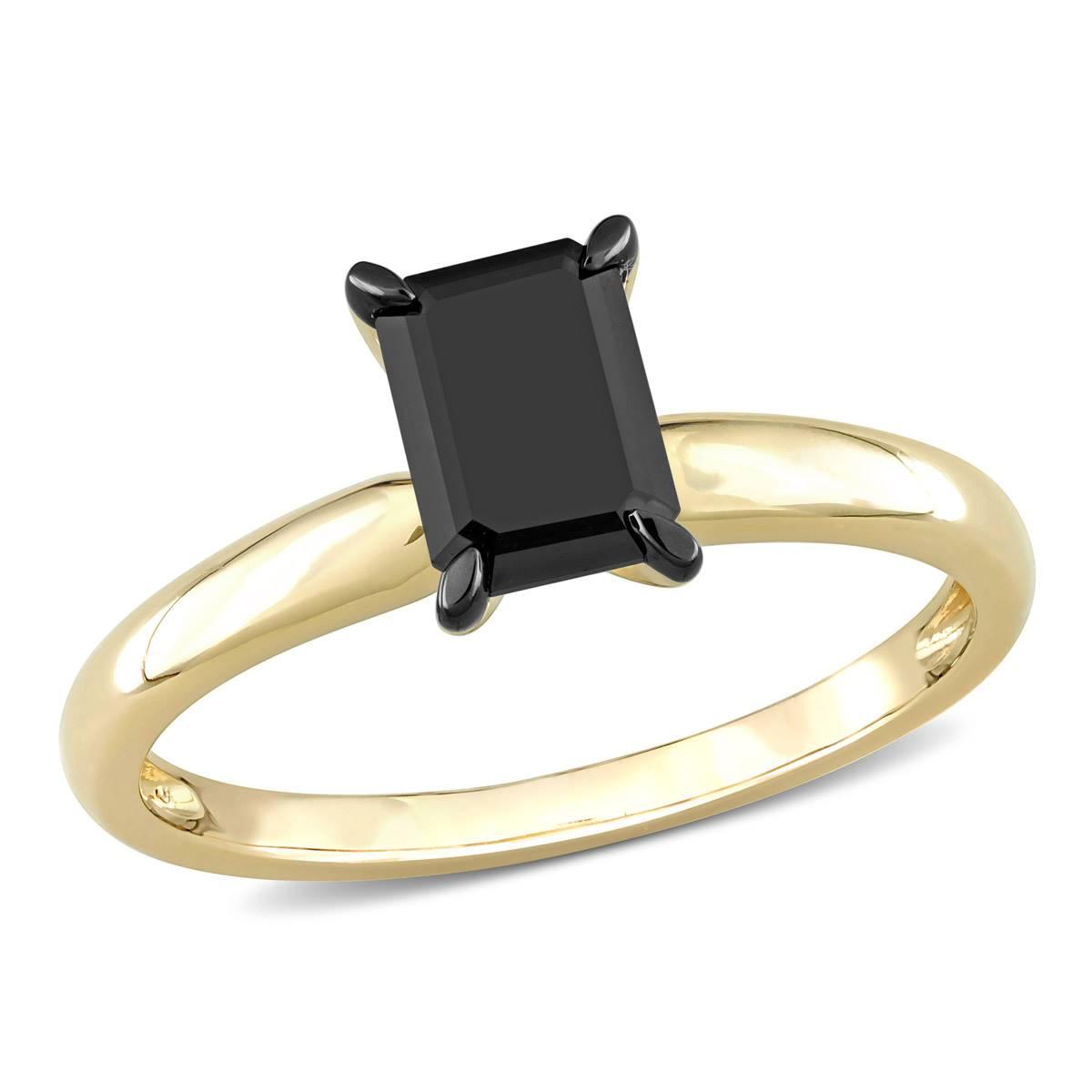 Radiant Rainbow™ Emerald-Cut Black Diamond Engagement Ring