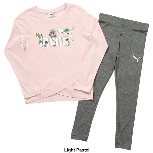 Girls (4-6x) Puma&#174; 2pc. Glitter Flower Top & Leggings Set
