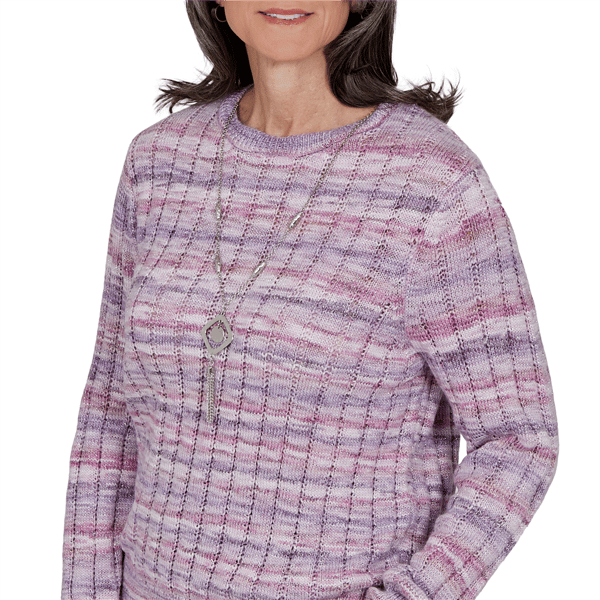 Womens Alfred Dunner Vail Space Dye Rib Knit Sweater