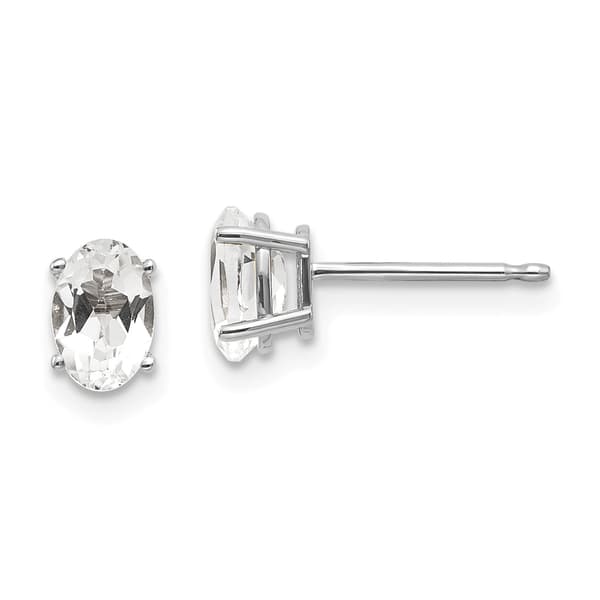 Gemstone Classics&#40;tm&#41; White Gold 6mm. White Topaz Earrings - image 