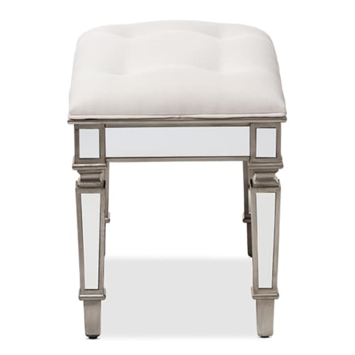 Baxton Studio Marielle Mirrored Ottoman Vanity Bench