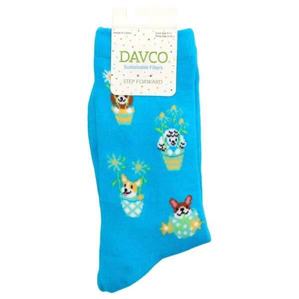 Womens Davco(R) Plants & Dogs Crew Socks
