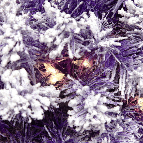 Northlight 24in. Pre-Lit Flocked Purple Pine Christmas Wreath