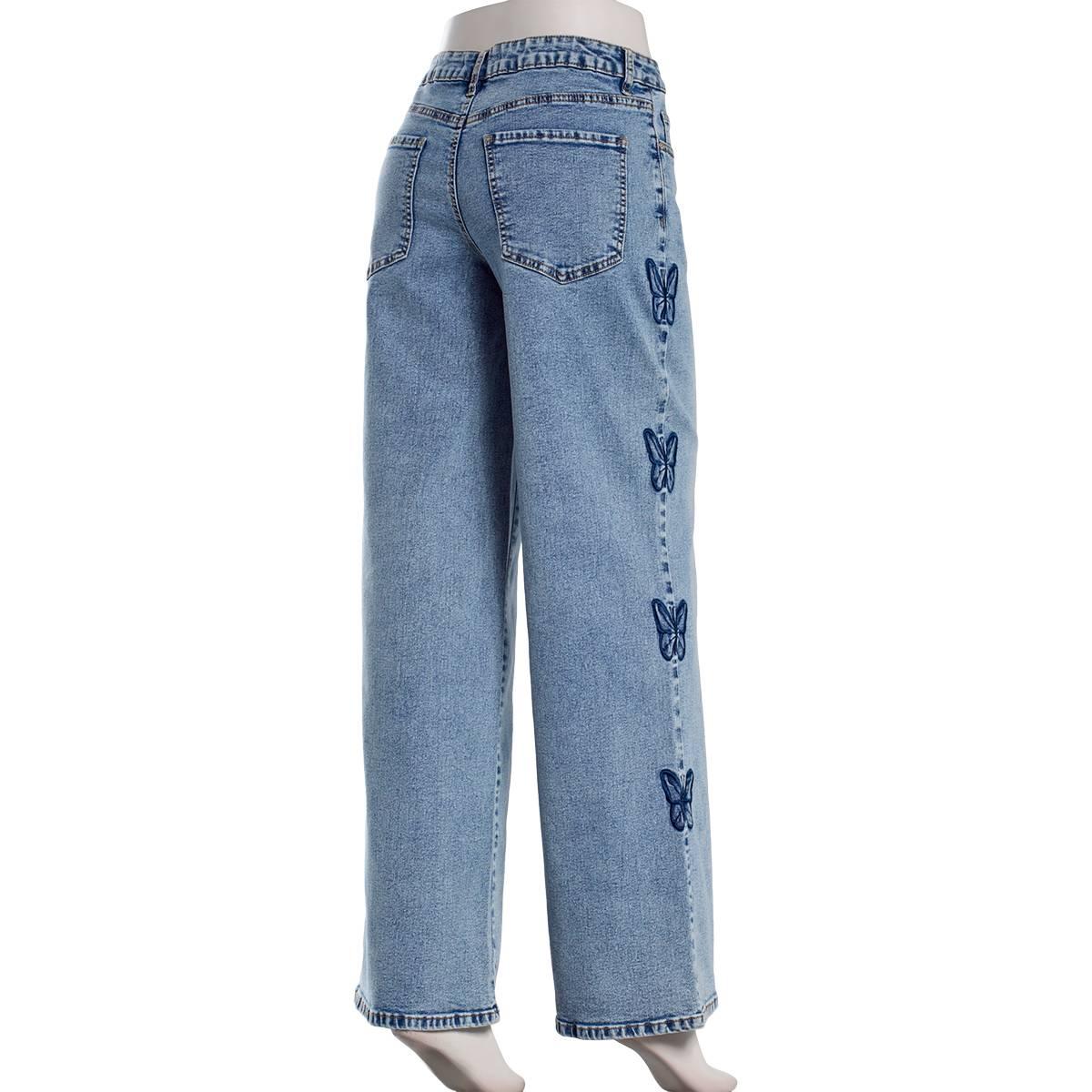 Juniors Madden Girl Butterfly Embroidered Ultra 90''s Jeans