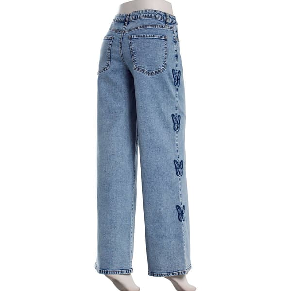 Juniors Madden Girl Butterfly Embroidered Ultra 90''s Jeans