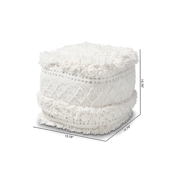 Baxton Studio Curlew Handwoven Cotton Pouf Ottoman