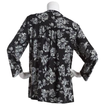 Plus Size Napa Valley 3/4 Sleeve Floral Pleat Henley Top - Boscov's