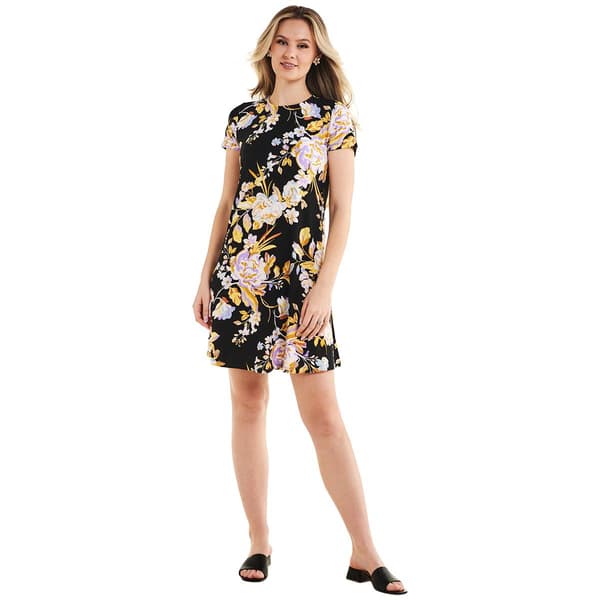 Petite Harlow & Rose Floral Shift Dress-Black Beauty/Multi - image 