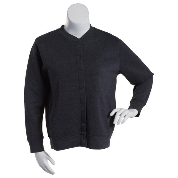 Plus Size Hasting & Smith Long Sleeve Fleece Baseball Cardigan - image 