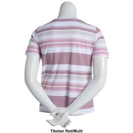 Womens Hasting & Smith Short Sleeve Placed Stripe Crew Neck Top