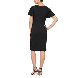Womens SLNY Flutter Sleeve Surplice Side Embellished A-Line Dress