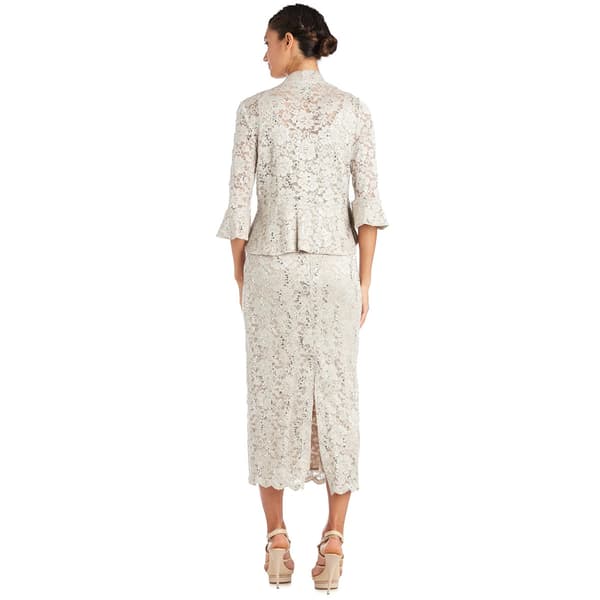 Womens R&M Richards 2pc. 3/4 Bell Sleeve Lace Jacket Midi Dress