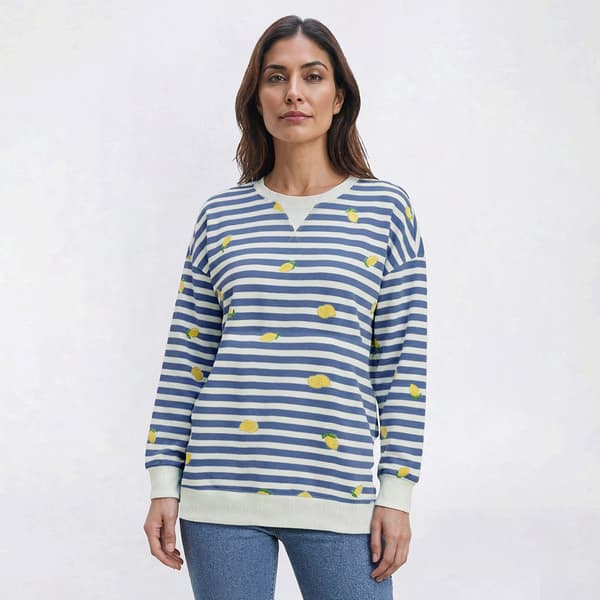 Womens Emily Daniels Long Sleeve Stripe Lemon Sweater - image 