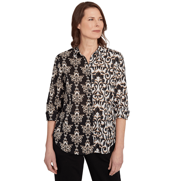 Womens Alfred Dunner Natural Instinct Twin Scroll Button Down