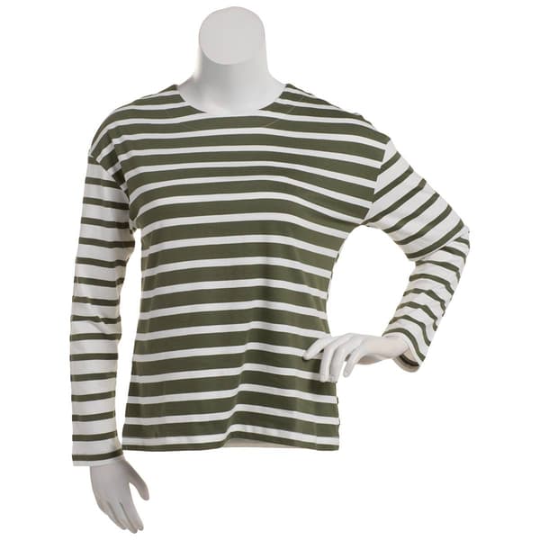 Petite Erika Long Sleeve Reverse Stripe Tee