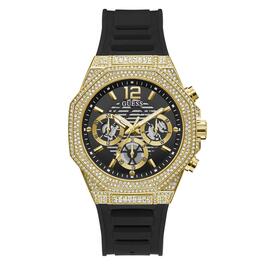 Mens Guess Watches&#40;R&#41; Gold Tone Case Black Silicone Watch -GW0518G2