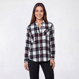 Womens Hasting & Smith Mandarin Collar Flannel - Snow White