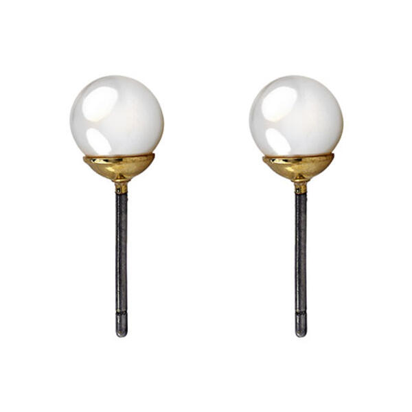 Roman Gold & Cream 6mm Pearl Earrings - image 