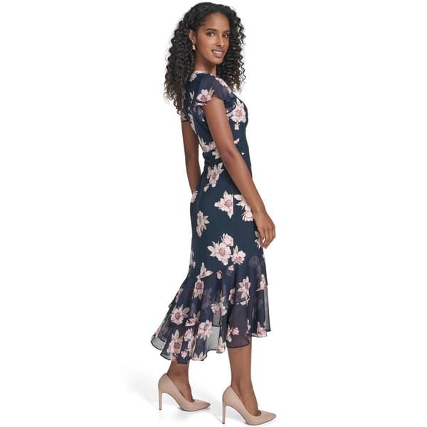 Womens Tommy Hilfiger Flutter Sleeve Floral High Low Dress