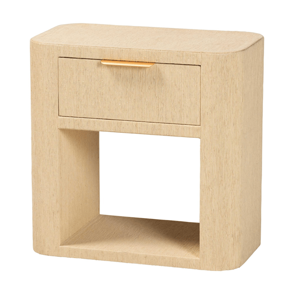 bali & parl Beauford Grasscloth 1-Drawer Nightstand with Shelf - image 