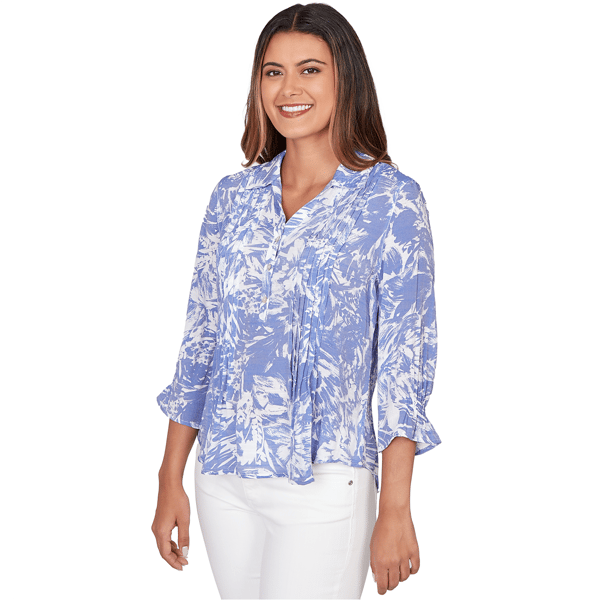 Petite Ruby Rd. Must Haves I 3/4 Sleeve Brushstroke Blouse