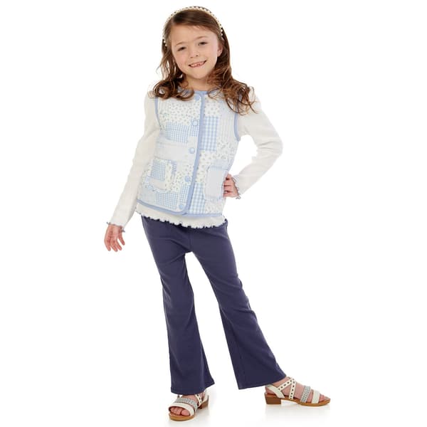 Girls (4-6x) Little Lass(R) 3pc. Quilted Vest w/ Tee & Legging Set - image 