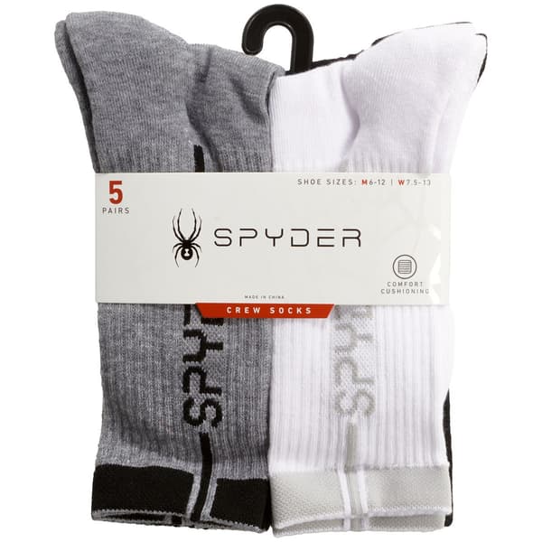 Mens Spyder 5pk. Crew Socks - Grey / White / Black - image 