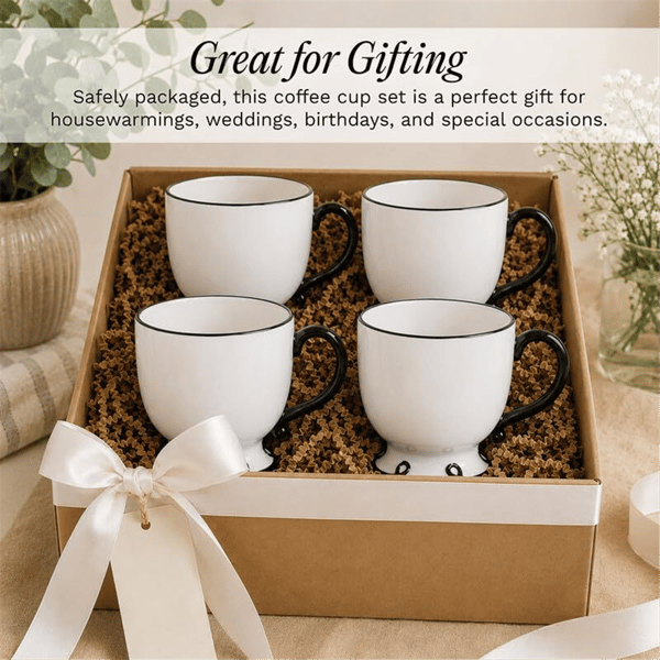 Sango Splash of Cheers Black & White Coffee Mugs - Set of 14