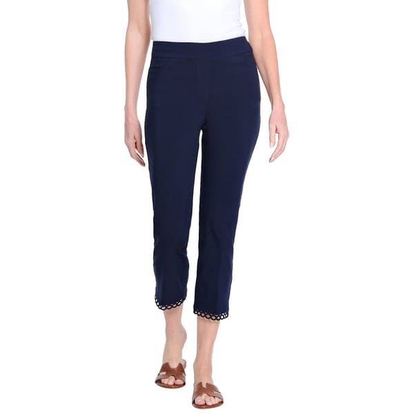 Petite Multiples Pull On Lace Hem Twill Capris - image 