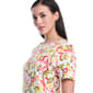 Womens Rafaella® Short Sleeve Petal Dance Pom Trim Blouse - image 3