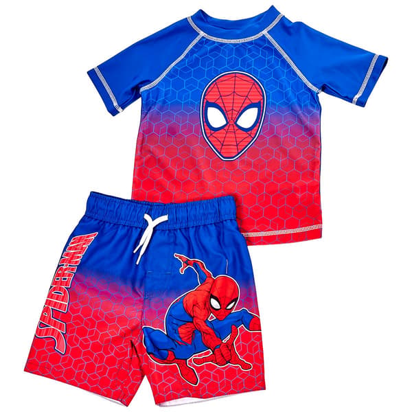 Toddler Boy Spider-Man Rash Guard Swim Set - image 