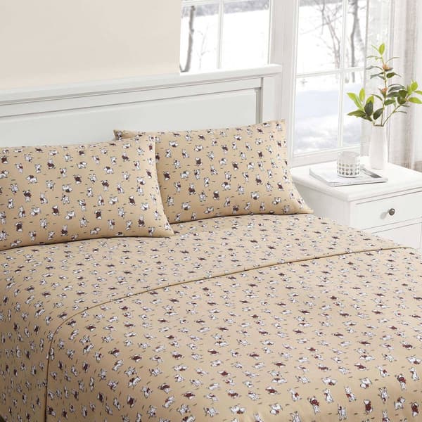 Laura Ashley Holiday Scottie Cotton Flannel Sheet Set