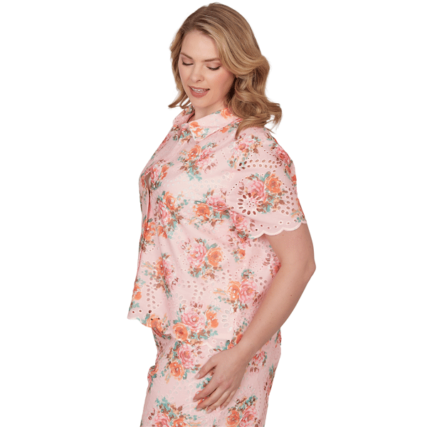 Plus Size Ruby Rd. Renaissance Romance Scallop Floral Blouse