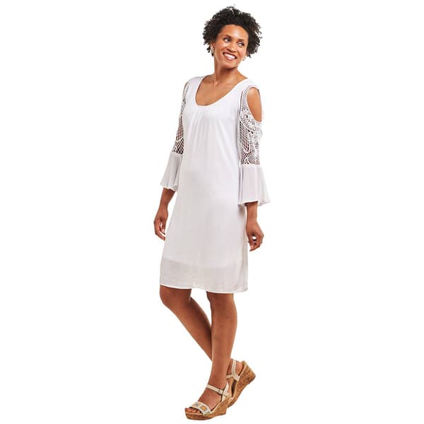 Womens Nina Leonard Cold Shoulder Gauze Dress